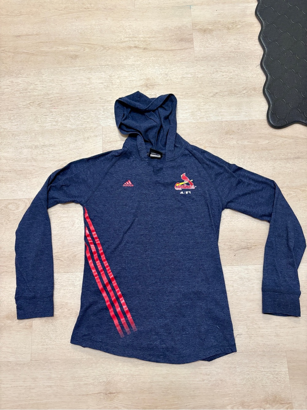 adidas Navy Hoodie with Black Logo Tag